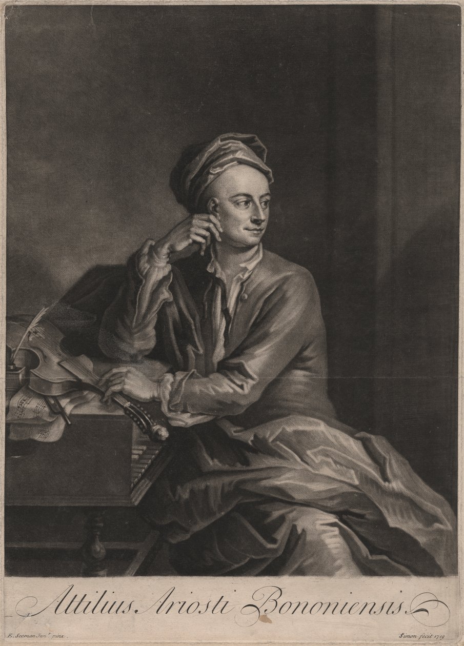 Attilus Ariosti Bononiensis, gegraveerd door John Simon, 1719 door Enoch Seeman