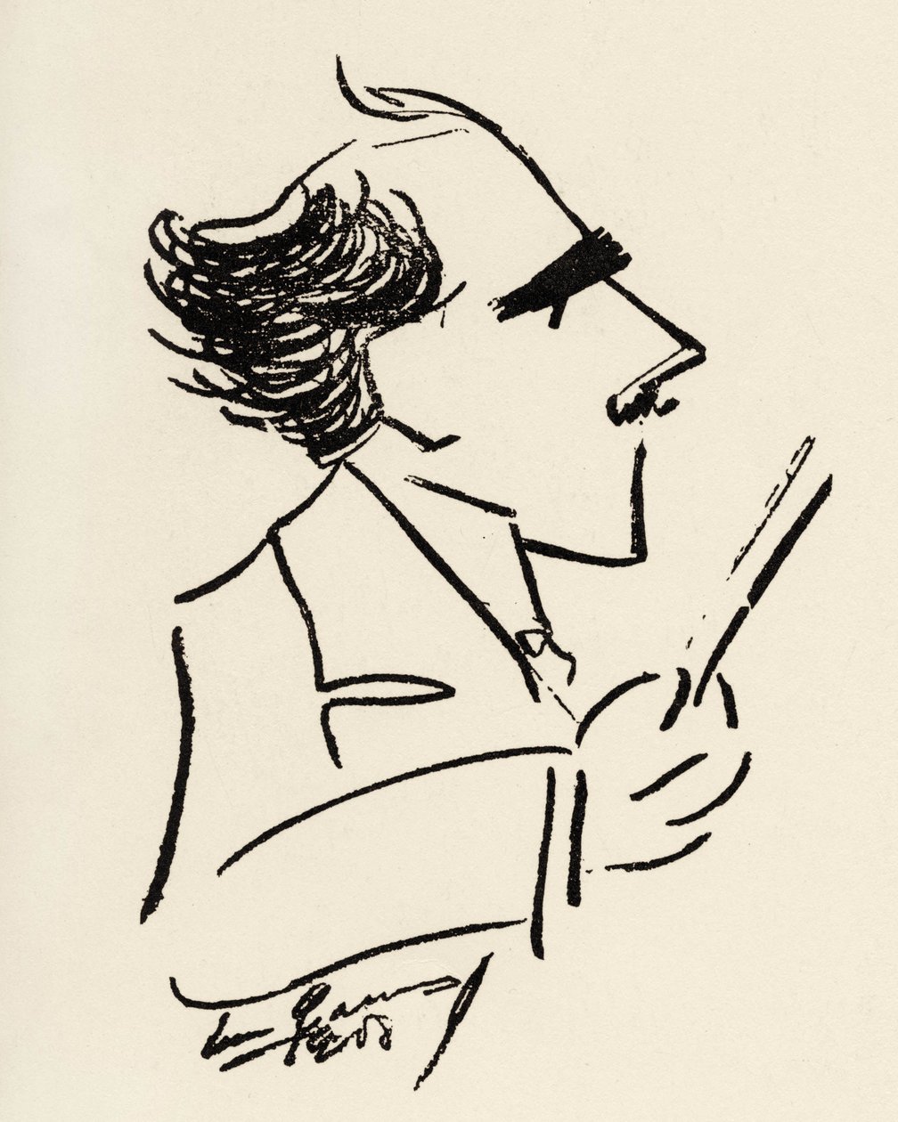 Arturo Toscanini (1867-1957) Italiaanse dirigent in een karikatuur door Enrico Caruso (Italiaanse tenor) door Enrico Caruso