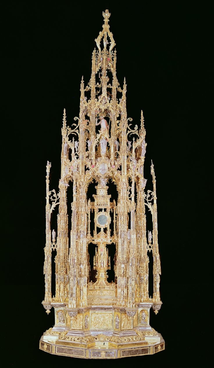Processionele Custodia, 1515-24, Bevat een monstrans door Jaume Almirich, Barcelona, 1495-99 door Enrique de Arfe