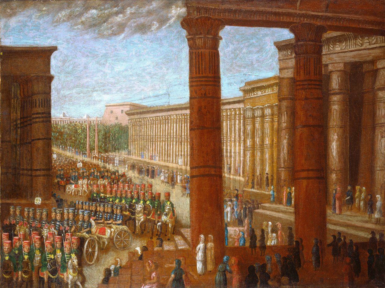 Het leger van de farao marcheert, ca. 1865-1880 (olieverf op doek) door Erastus Salisbury Field