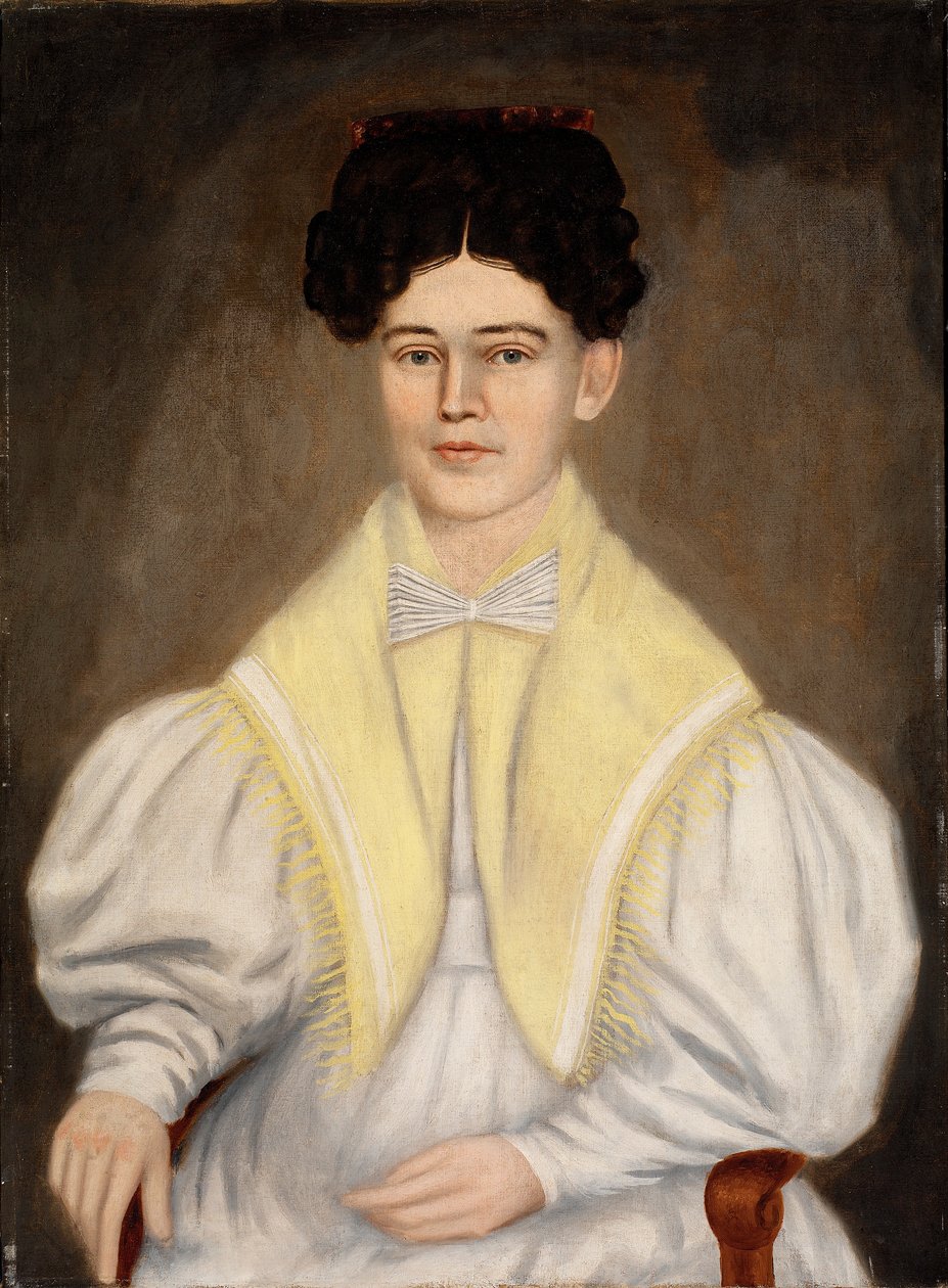 Portret van een vrouw met een sjaal door Erastus Salisbury Field