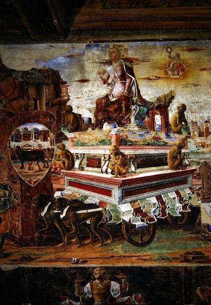 Detail van de Triomf van Vulcanus, uit de Kamer van de Maanden, 1467-70 door Ercole de Roberti