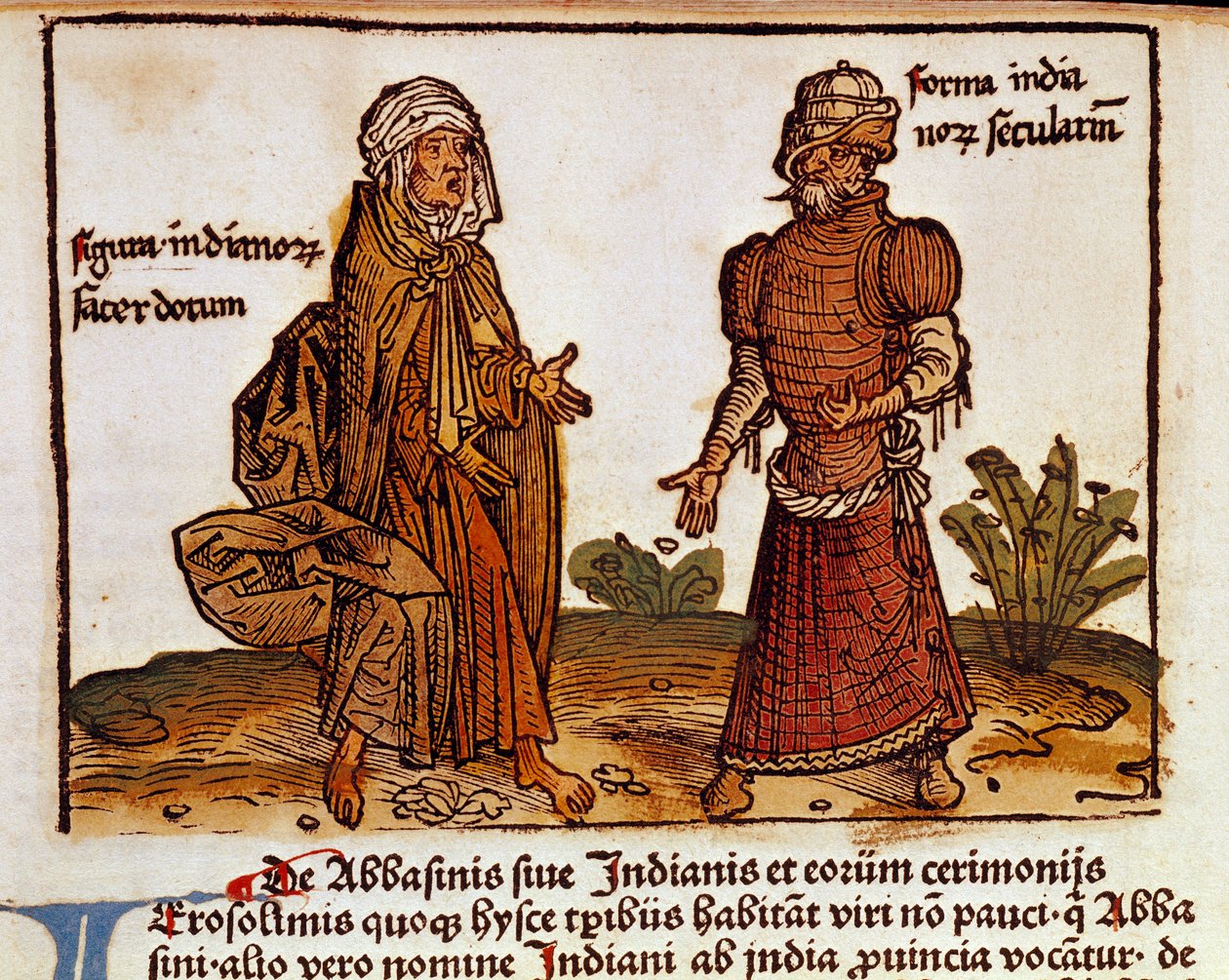 Beschrijving van Albanese kostuums: een priester en een leek Pagina uit het reisboek 