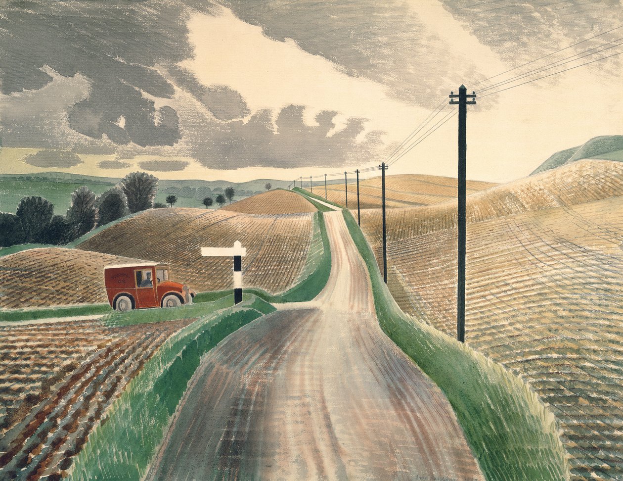 Wiltshire landschap, 1937 door Eric Ravilious