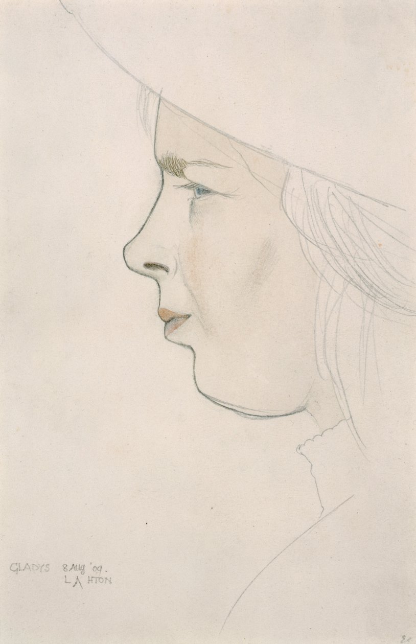 Portret van de zus van de kunstenaar, Gladys Laughton, 8 augustus 1909 door Eric Gill