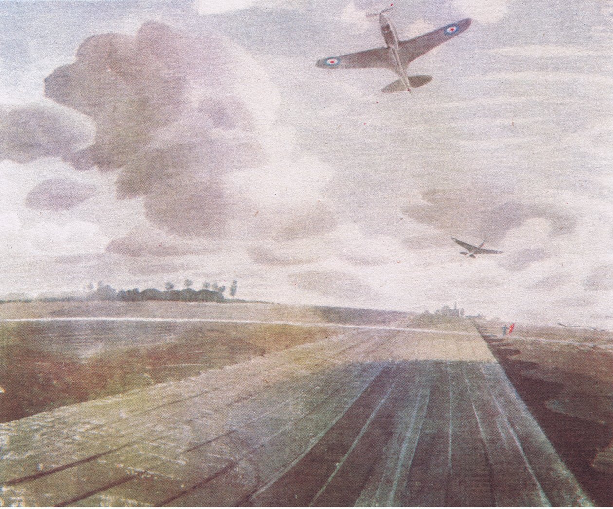 Startbaanperspectief, 1941, uit British Adventure gepubliceerd door Collins, 1947 door Eric Ravilious