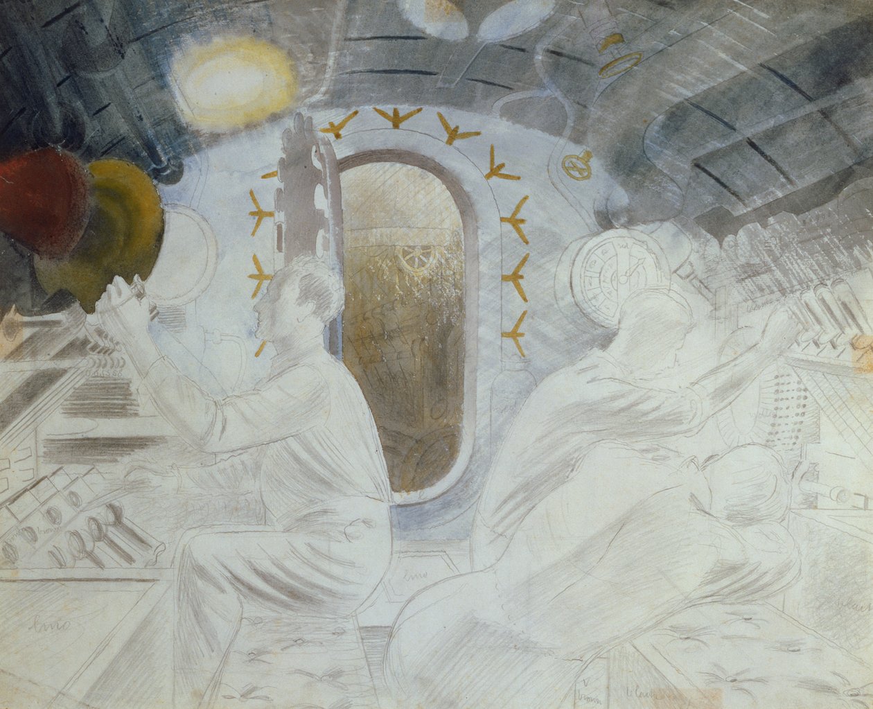 Bedieningspanelen bij Onderwater, c.1940 door Eric Ravilious