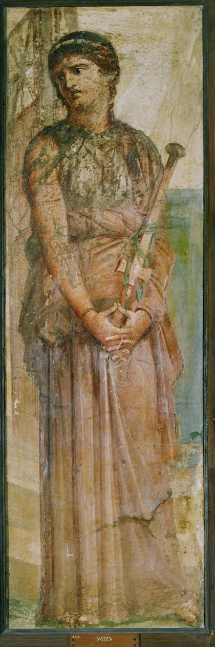 Medea met zwaard, Herculaneum, Italië (fresco) door Erich Lessing