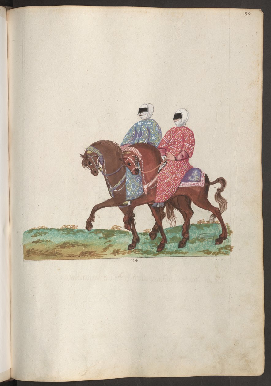 Turkse huwelijksceremonie: twee hooggeplaatste Turkse vrouwen die de bruid vergezellen door Erich Lessing