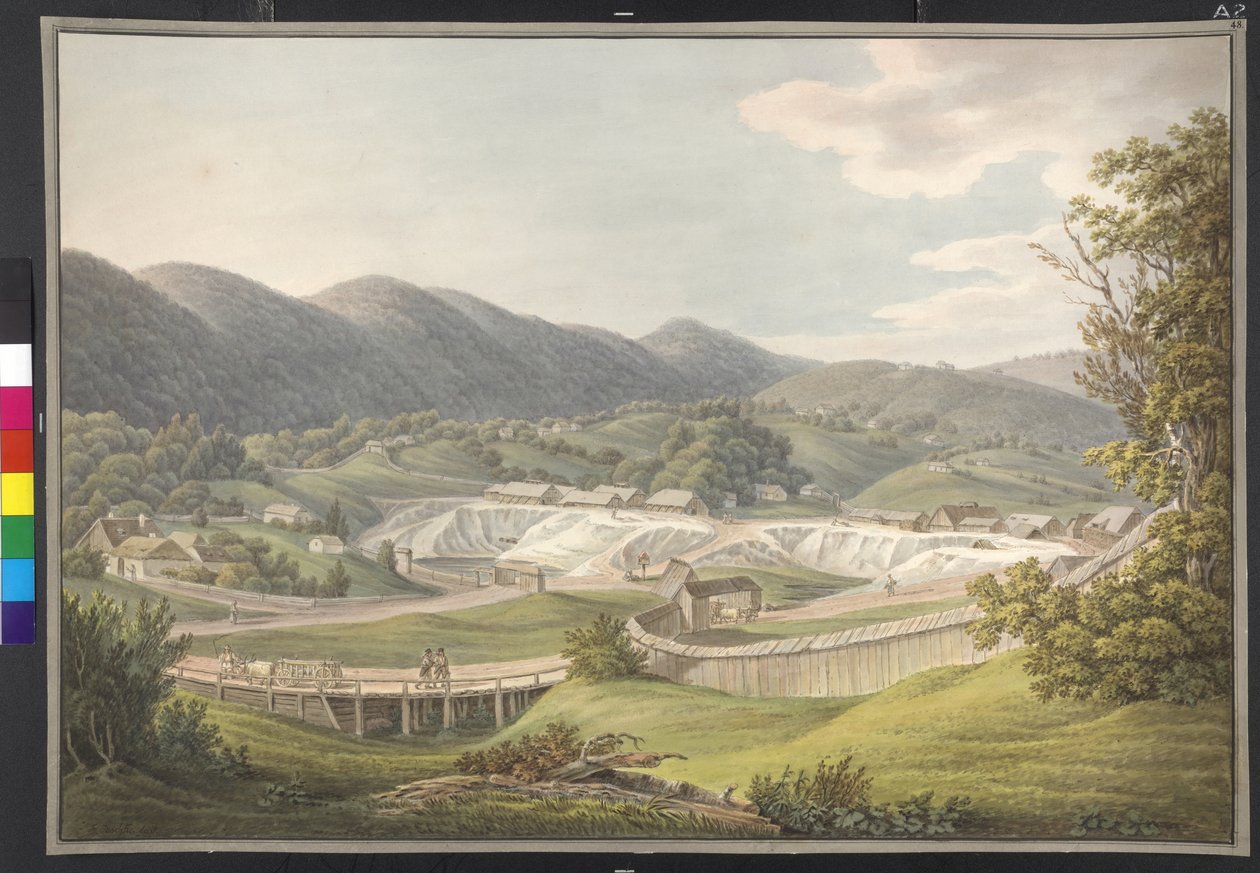 Gezicht op de zoutmijn van Rhonaszek, Hongarije, Marmaros door Erich Lessing