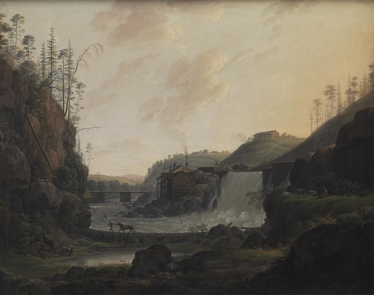 Rivierlandschap met een waterval bij Bogstad in Noorwegen door Erik Pauelsen