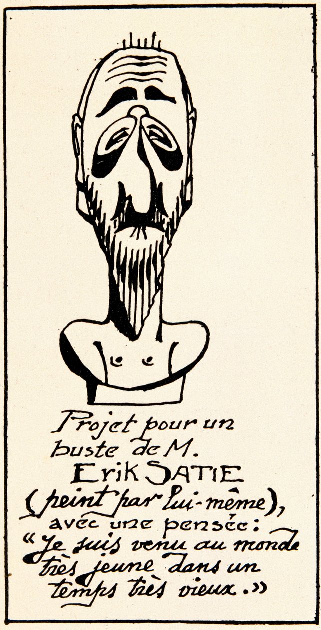 Busteproject van componist Erik Satie (1866-1925) door hemzelf: 