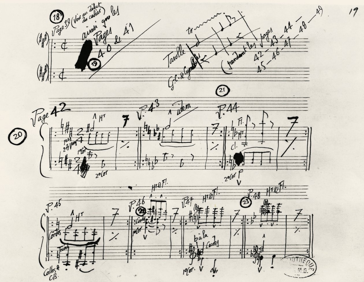 Handgeschreven manuscript van Parade door Erik Satie