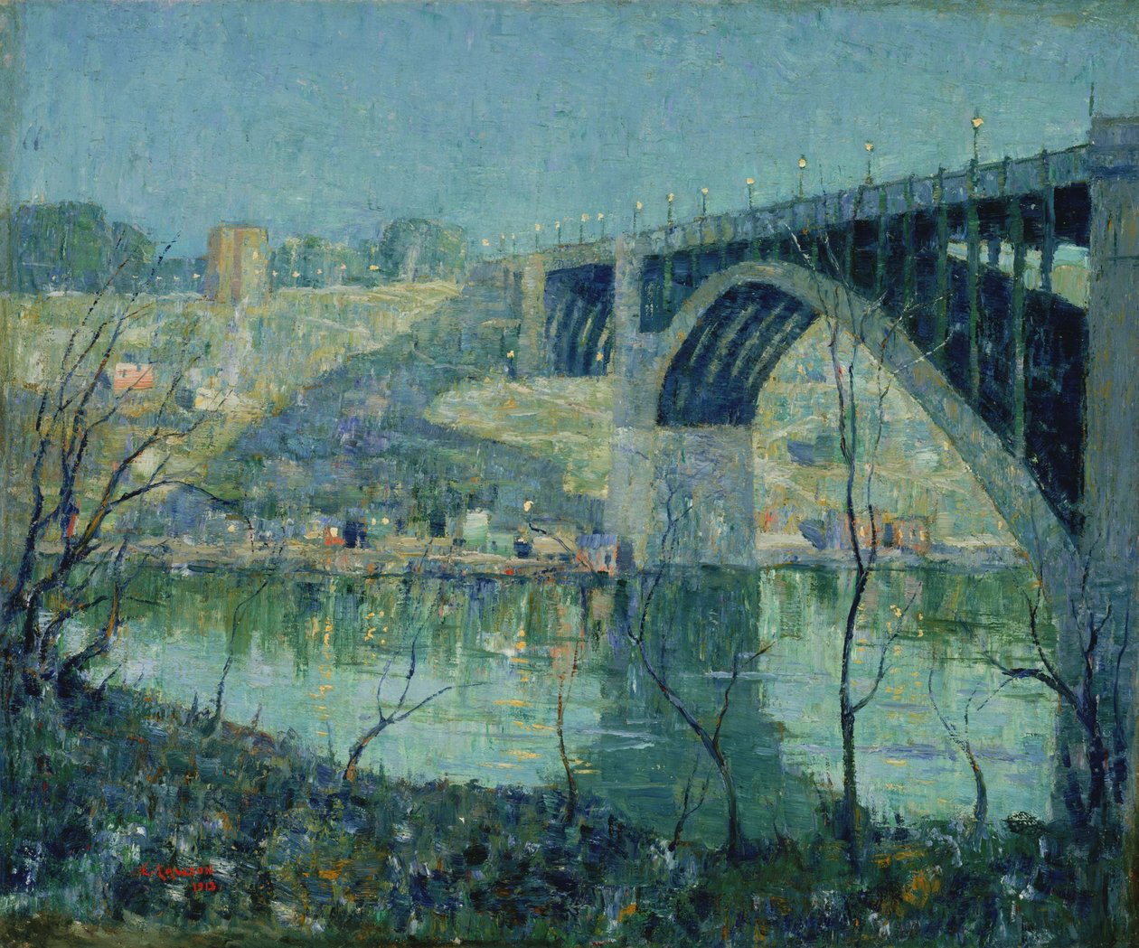 Lenteavond, Harlem River door Ernest Lawson