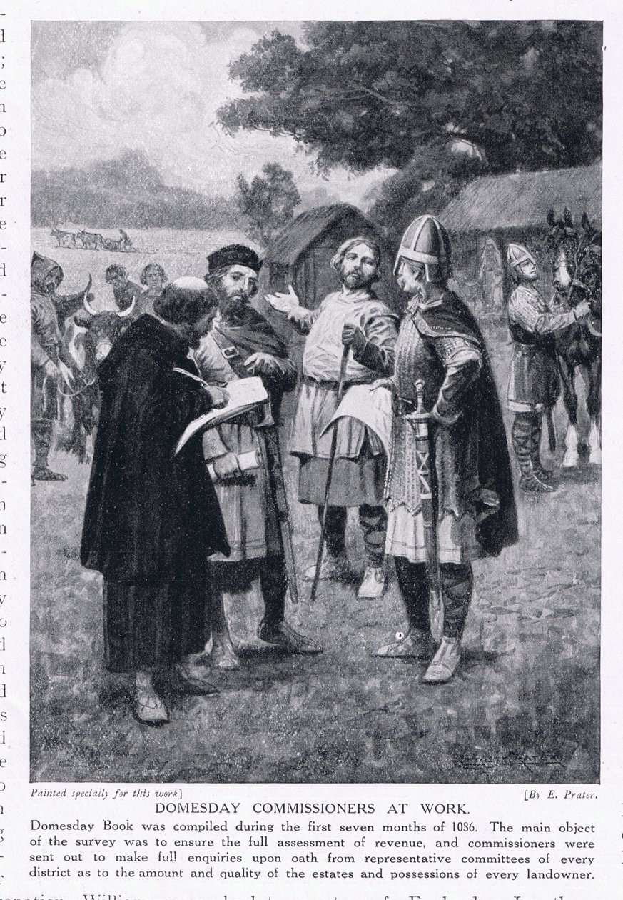 Domesday-commissarissen aan het werk AD1086, 1920