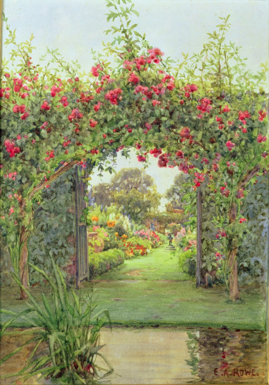 Crimson Rambler, Harleyford Manor, Marlow door Ernest Arthur Rowe