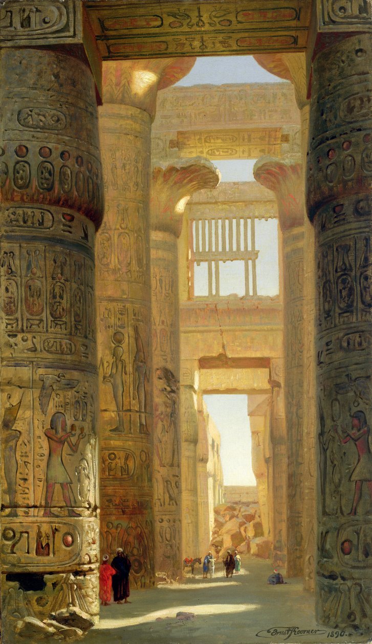 De Tempel van Karnak, De Grote Hypostyle Hal, 1890 door Ernest Carl Eugen Koerner