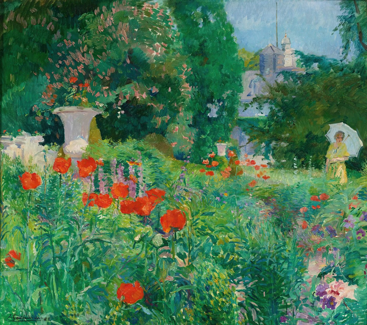 Elegant in een veld van klaprozen door Ernest Godfrinon