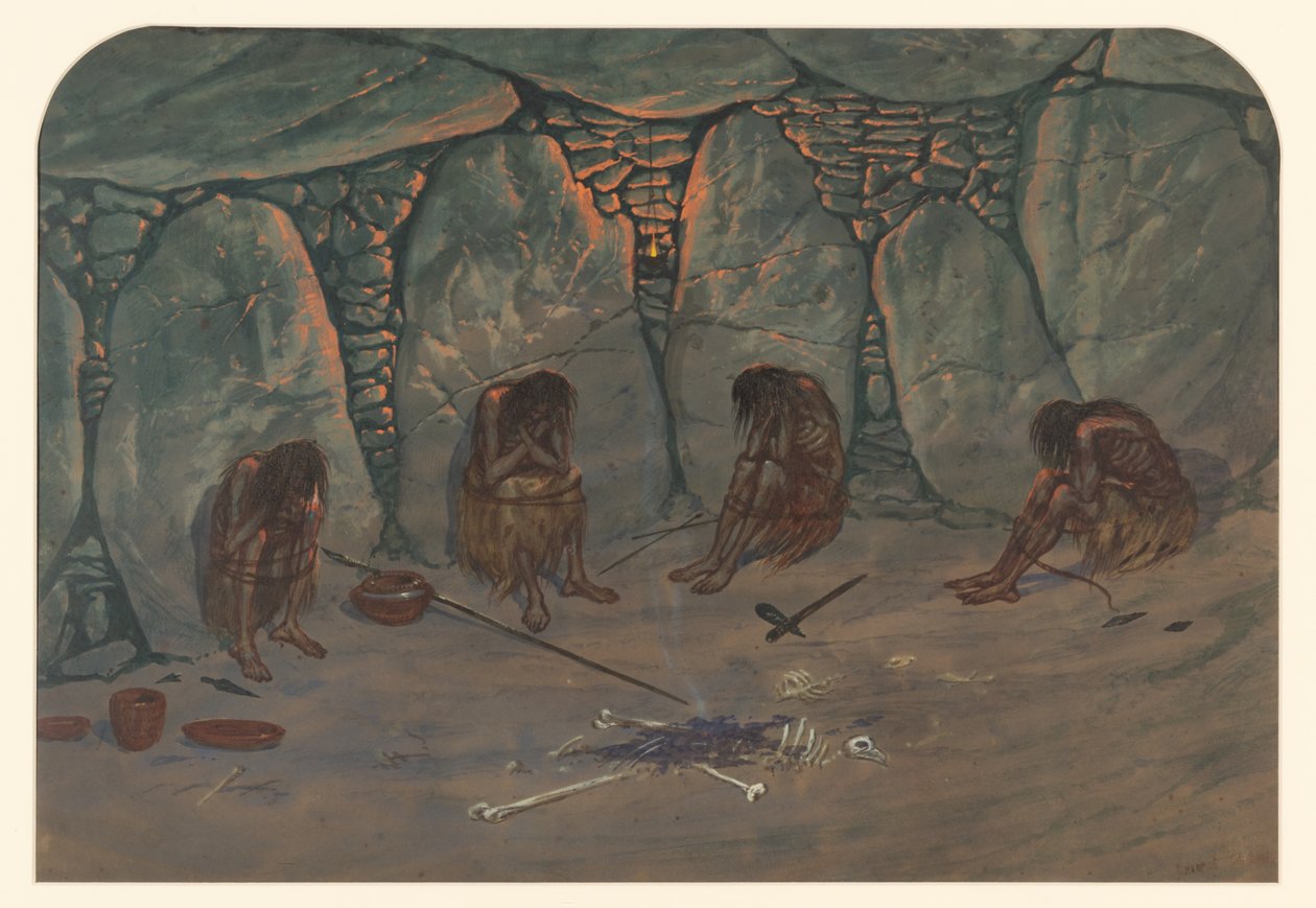 Prehistorische scène, 1871 door Ernest Henry Griset