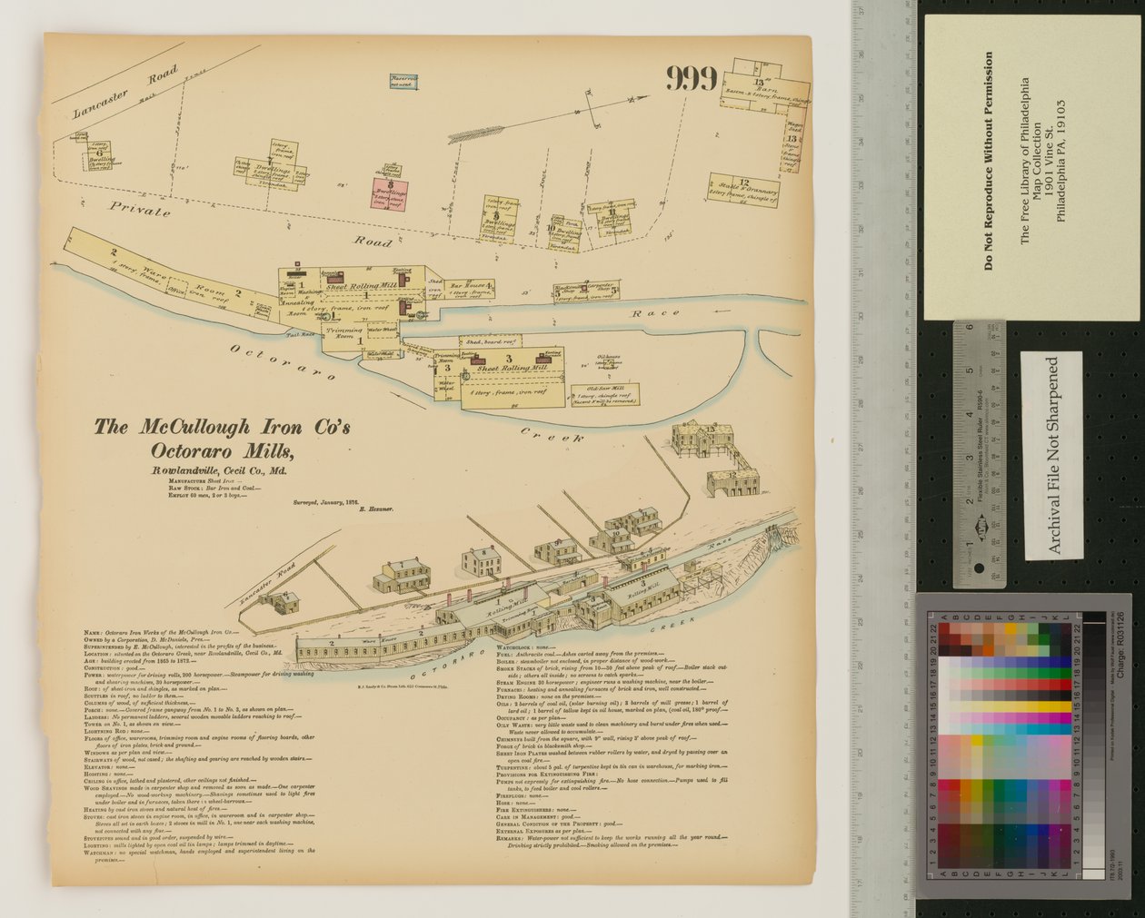 Octoraro Mills, Rowlandville, Maryland, Hexamer Algemene Onderzoeken, 1876 door Ernest Hexamer
