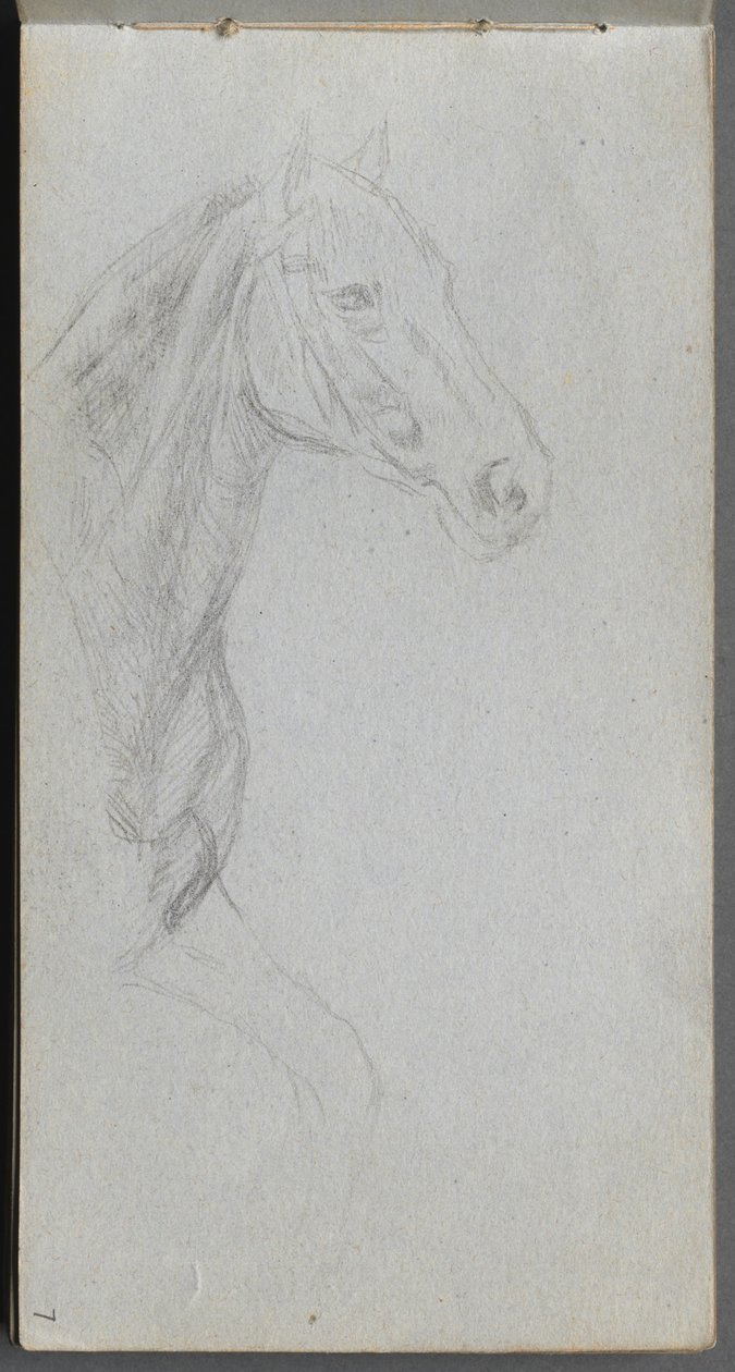 Schetsboek, pagina 07: Studie van een paard door Ernest Meissonier