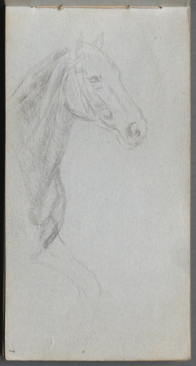 Schetsboek, pagina 07: Studie van een paard door Jean Louis Ernest Meissonier