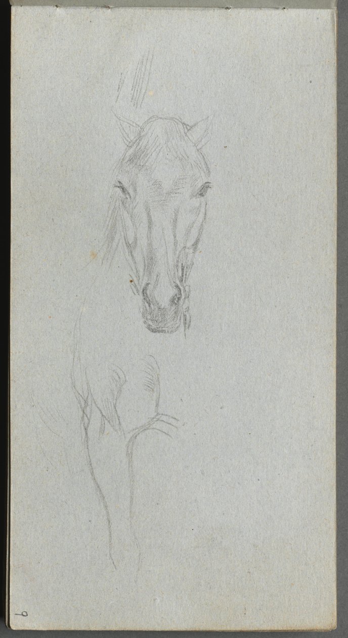 Schetsboek, pagina 09: Studie van een paard door Ernest Meissonier
