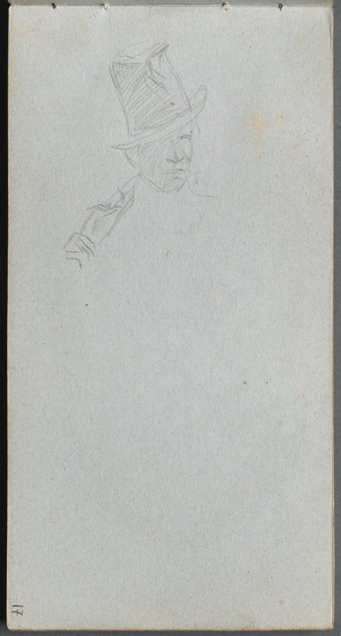 Schetsboek, pagina 17: Buste van een Man met Hoge Hoed door Jean Louis Ernest Meissonier
