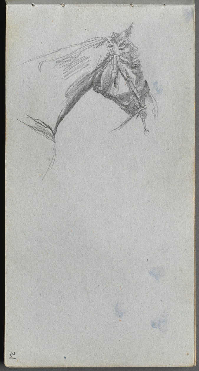 Schetsboek, pagina 21: Studie van een paard door Ernest Meissonier