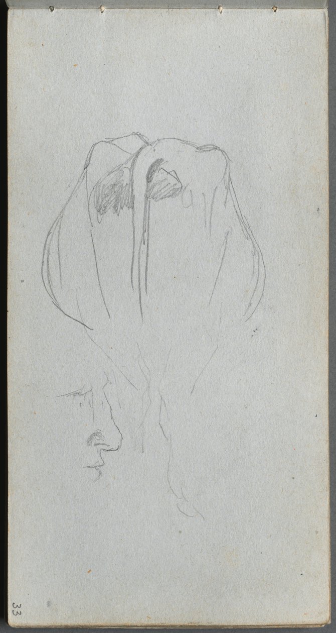 Schetsboek, pagina 33: Studie van een Koe van Achteren en Profielstudie door Jean Louis Ernest Meissonier