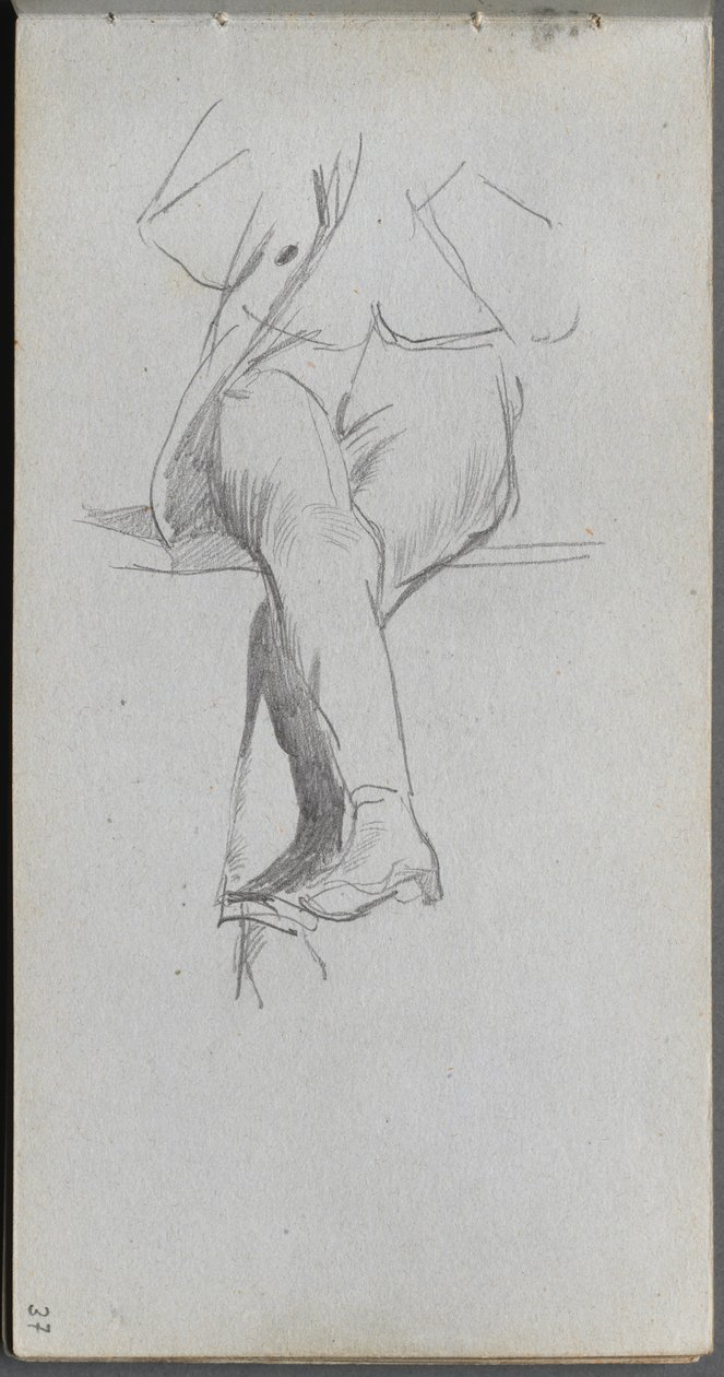 Schetsboek, pagina 37: Figurenstudie, gekruiste benen door Jean Louis Ernest Meissonier