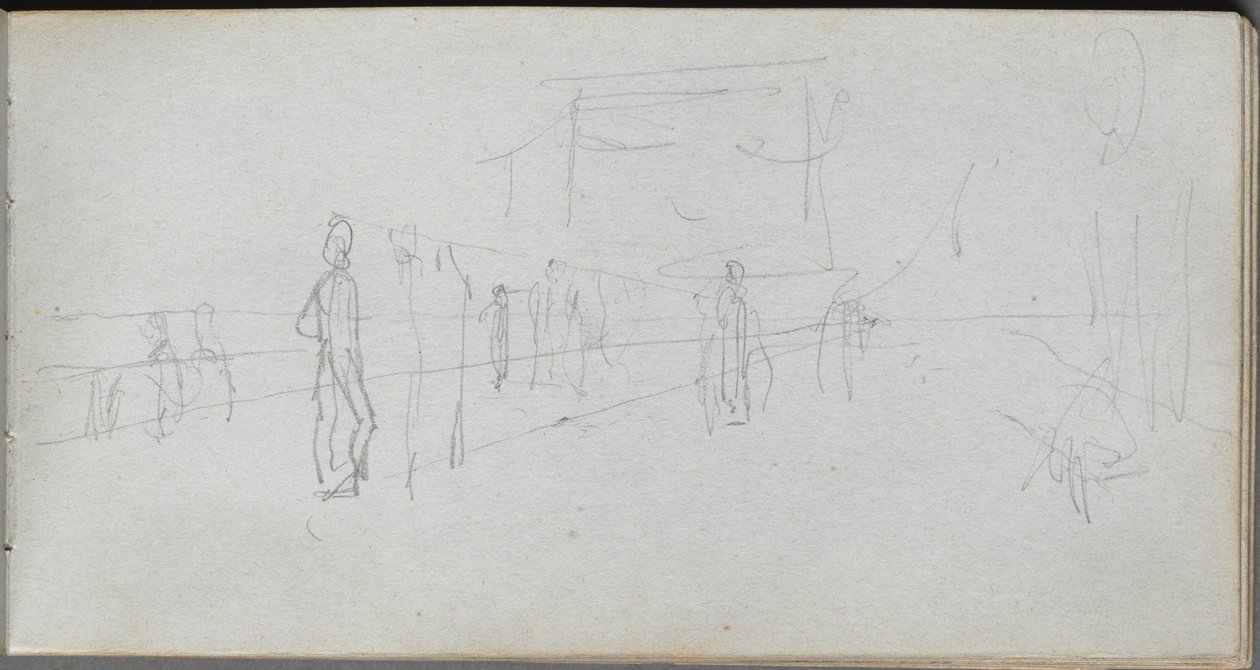 Schetsboek, pagina 40: Perspectiefstudie door Ernest Meissonier