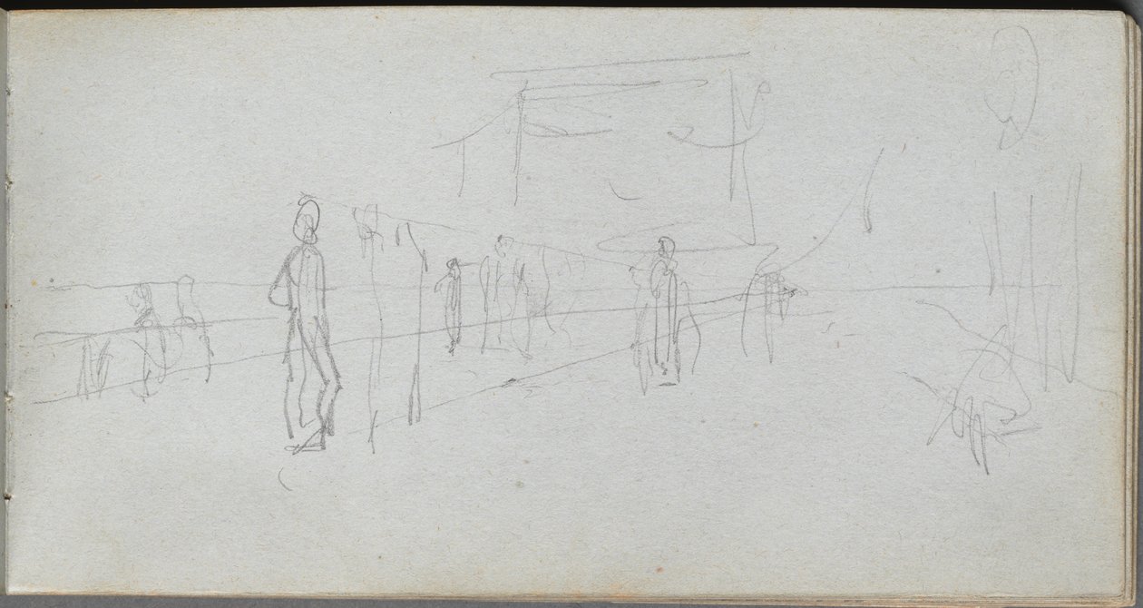 Schetsboek, pagina 40: Perspectiefstudie door Jean Louis Ernest Meissonier