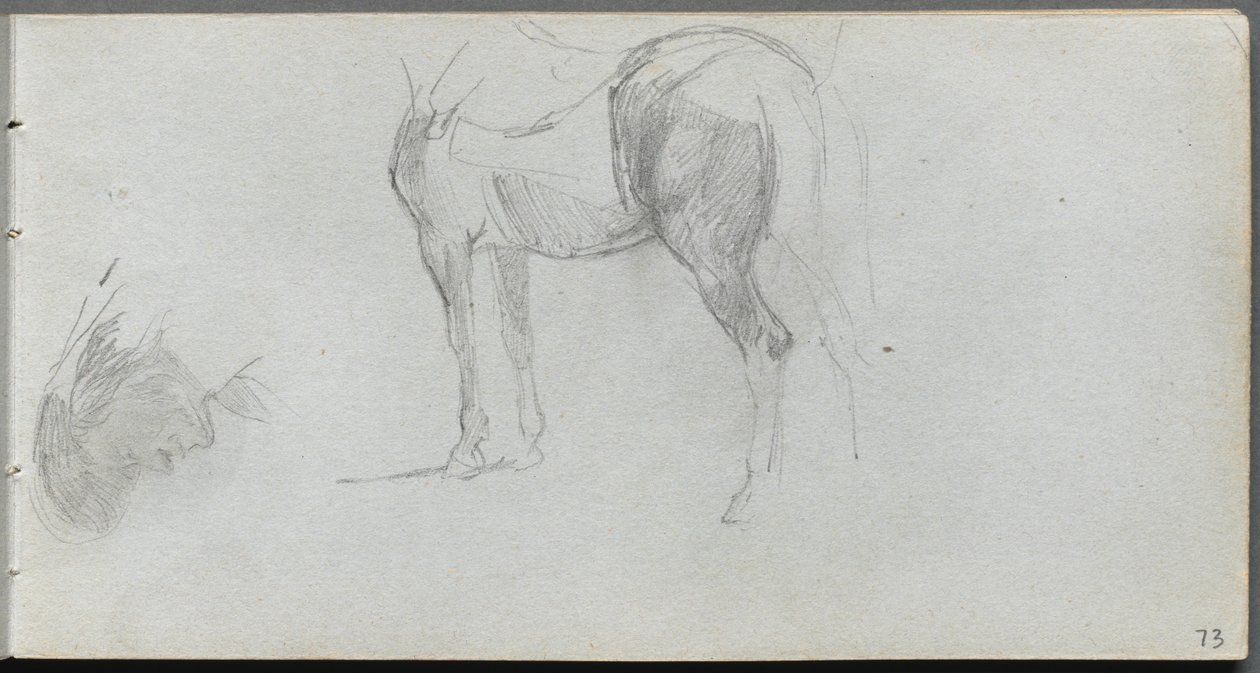 Schetsboek, pagina 73: Studie van een Paard, profiel door Jean Louis Ernest Meissonier