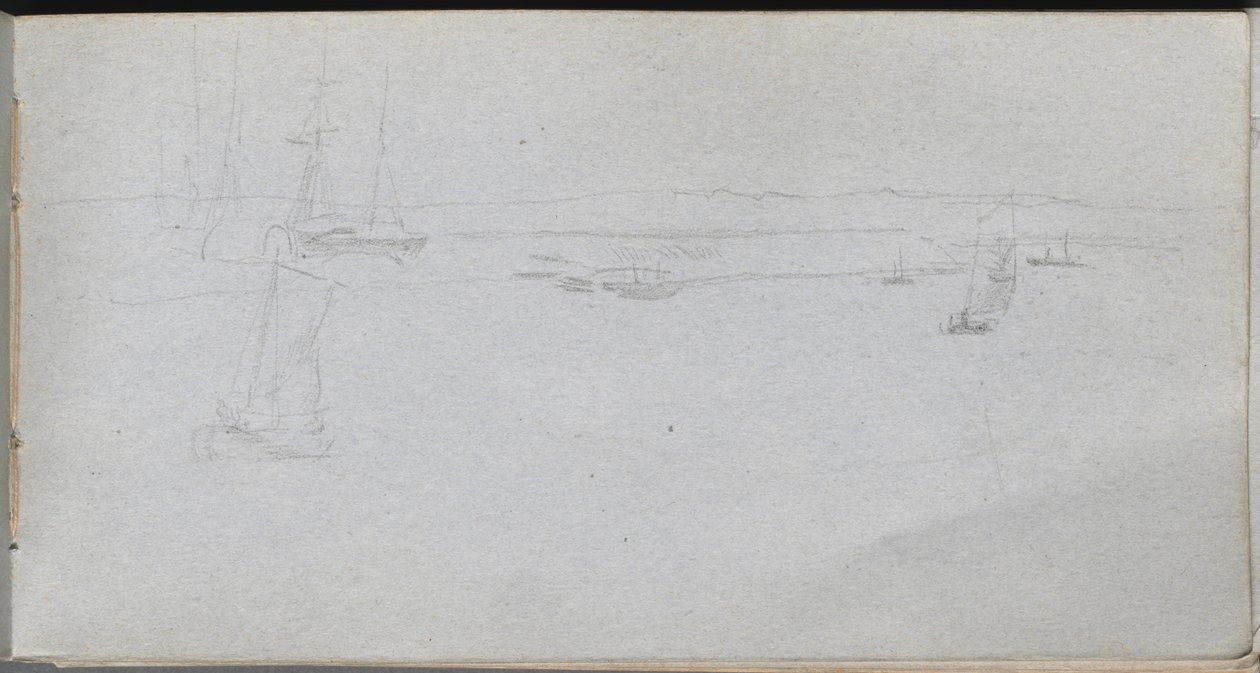 Schetsboek, pagina 94: Zeelandschap door Jean Louis Ernest Meissonier