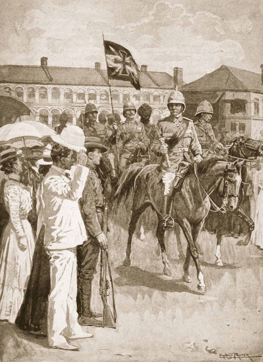 De leider van de Geallieerden, illustratie uit Battles of the Nineteenth Century: Vol. VII, De Chinese Oorlog van 1900-1901 door Archibald Forbes, G.A. Henty en Majoor Arthur Griffiths door Ernest Prater