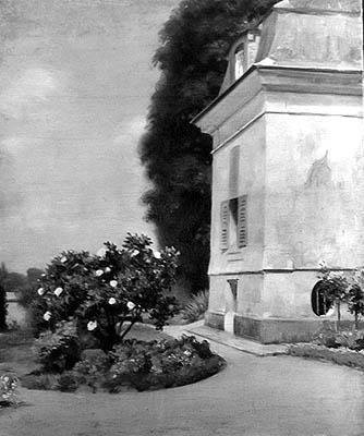 De tuin en het huis in Queue-en-Brie door Ernest Rouart