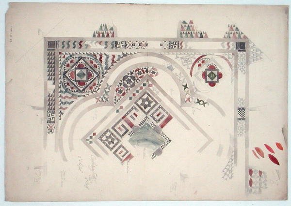 Een studie van een deel van de vloer in Canterbury Cathedral door Ernest William Gimson