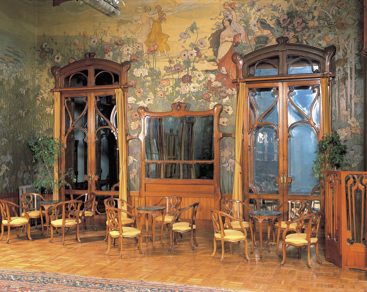 Interieurs van de hal van een groot hotel, Villa Igea, Palermo, Sicilië, Italië door Ernesto Basile