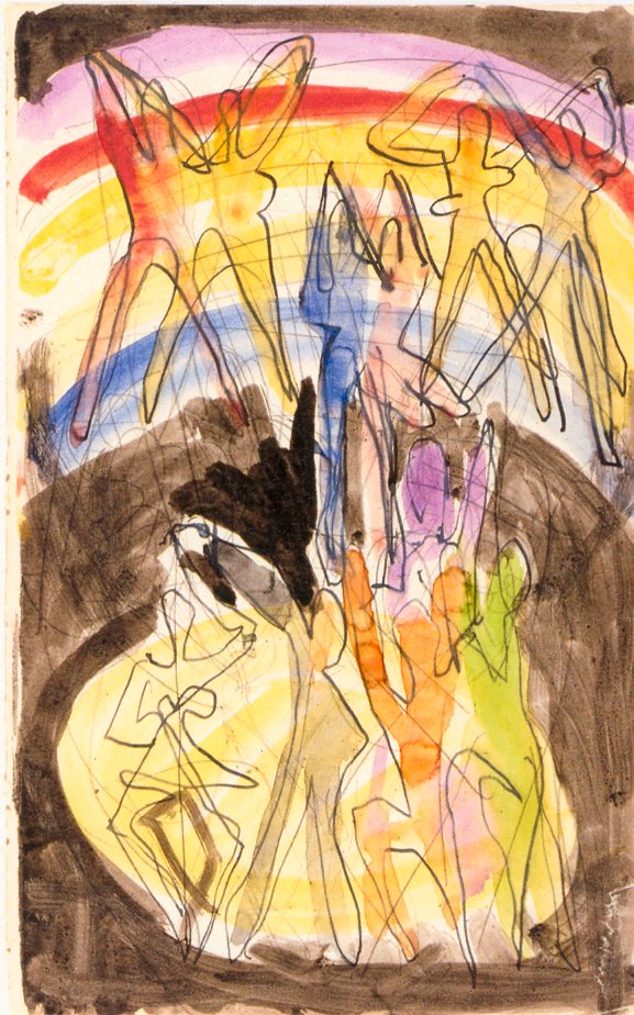 Ontwerp voor de feestzaal in Essen - Kleurrijke dansachtergrond door Ernst Ludwig Kirchner