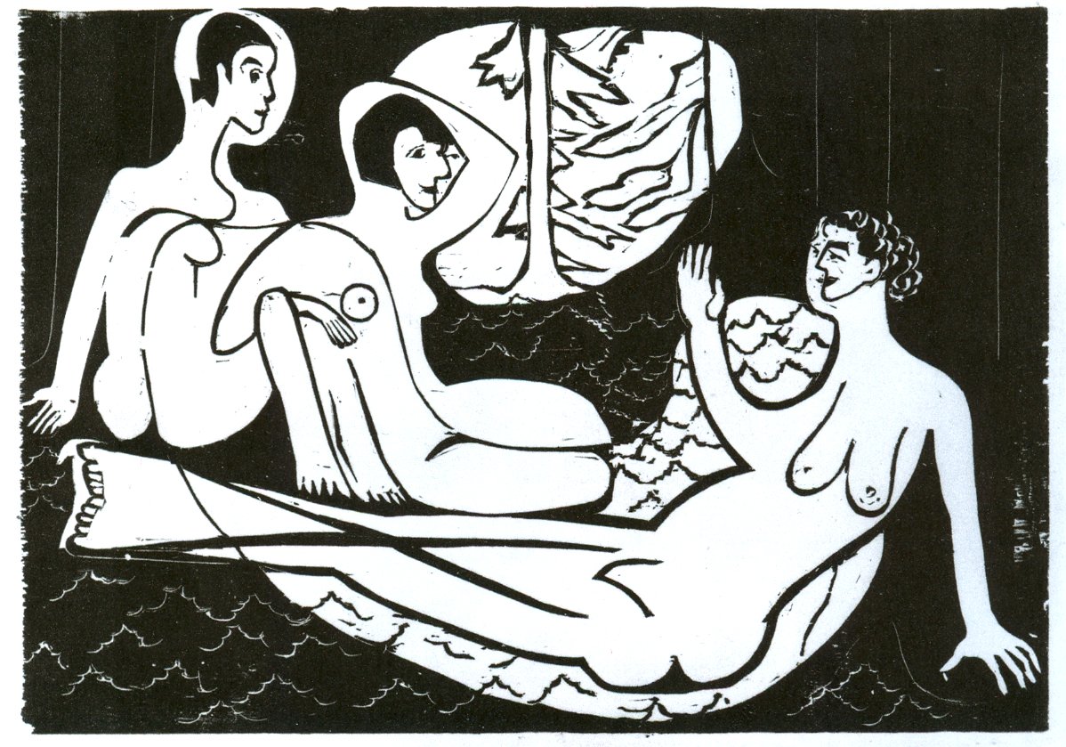 Drie naakten in het bos door Ernst Ludwig Kirchner