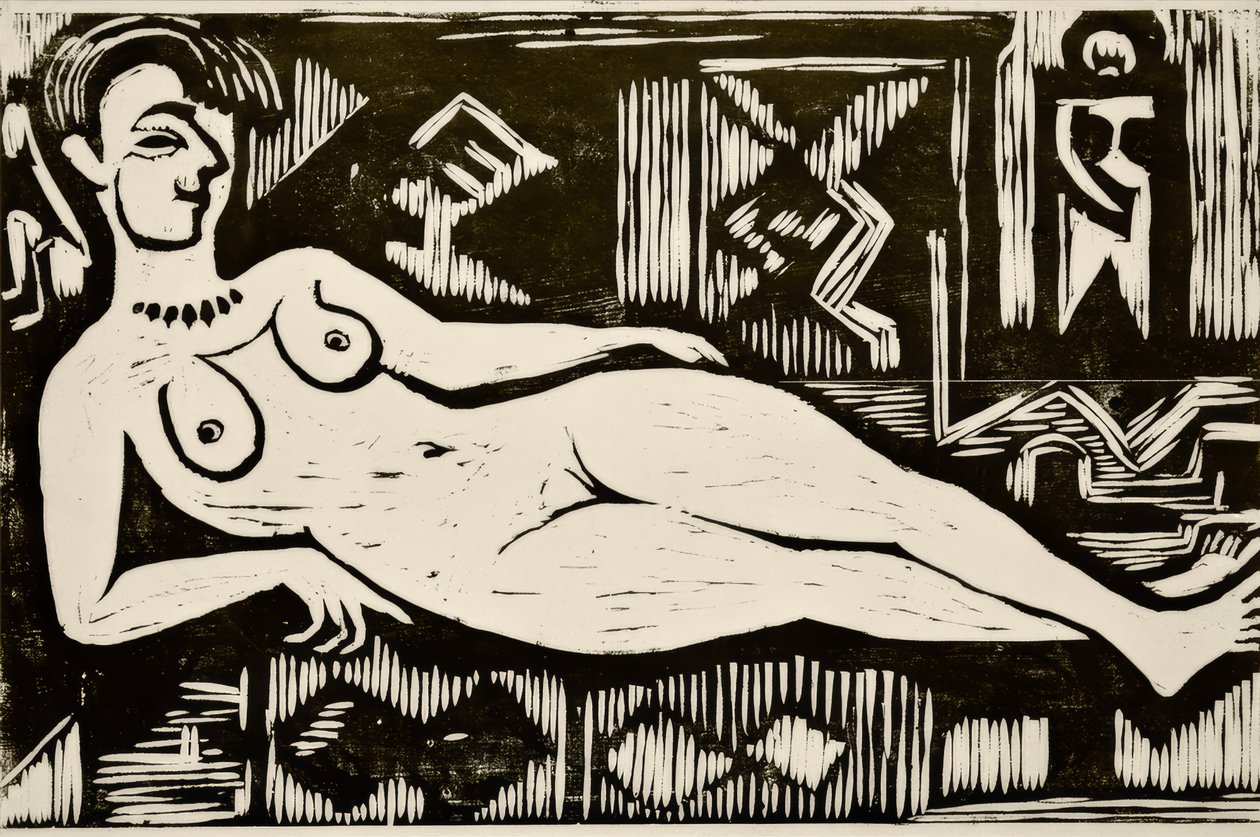 Grote naakte liggende door Ernst Ludwig Kirchner