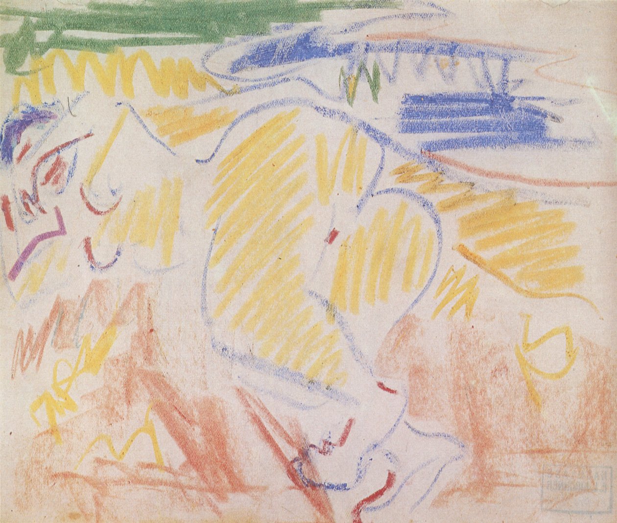 Liggende naakt door Ernst Ludwig Kirchner
