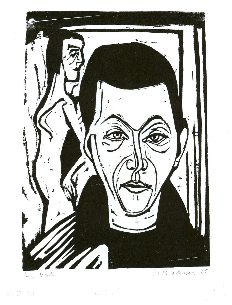 Mannenhoofd door Ernst Ludwig Kirchner