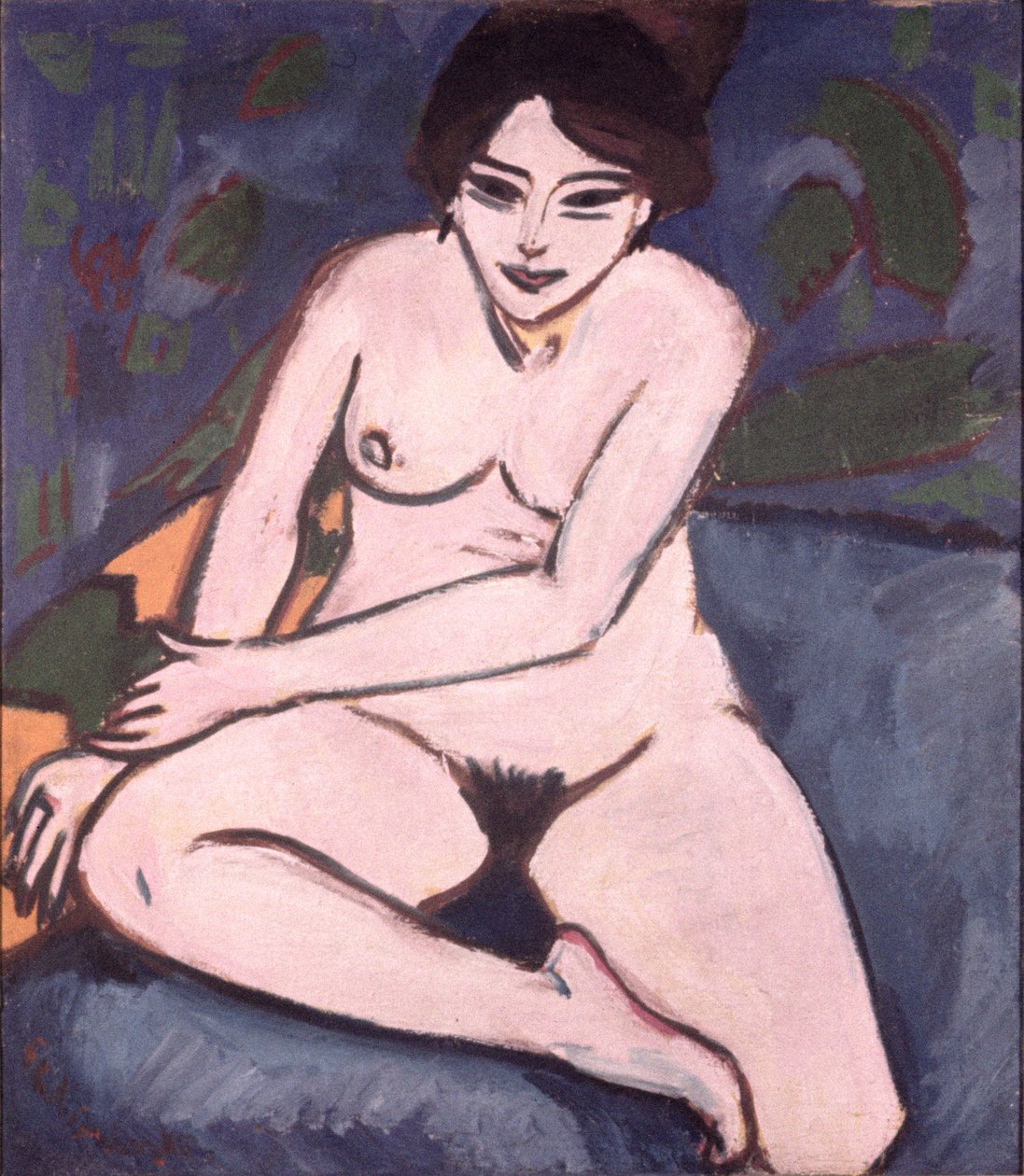 Model op blauwe ondergrond, 1906 door Ernst Ludwig Kirchner