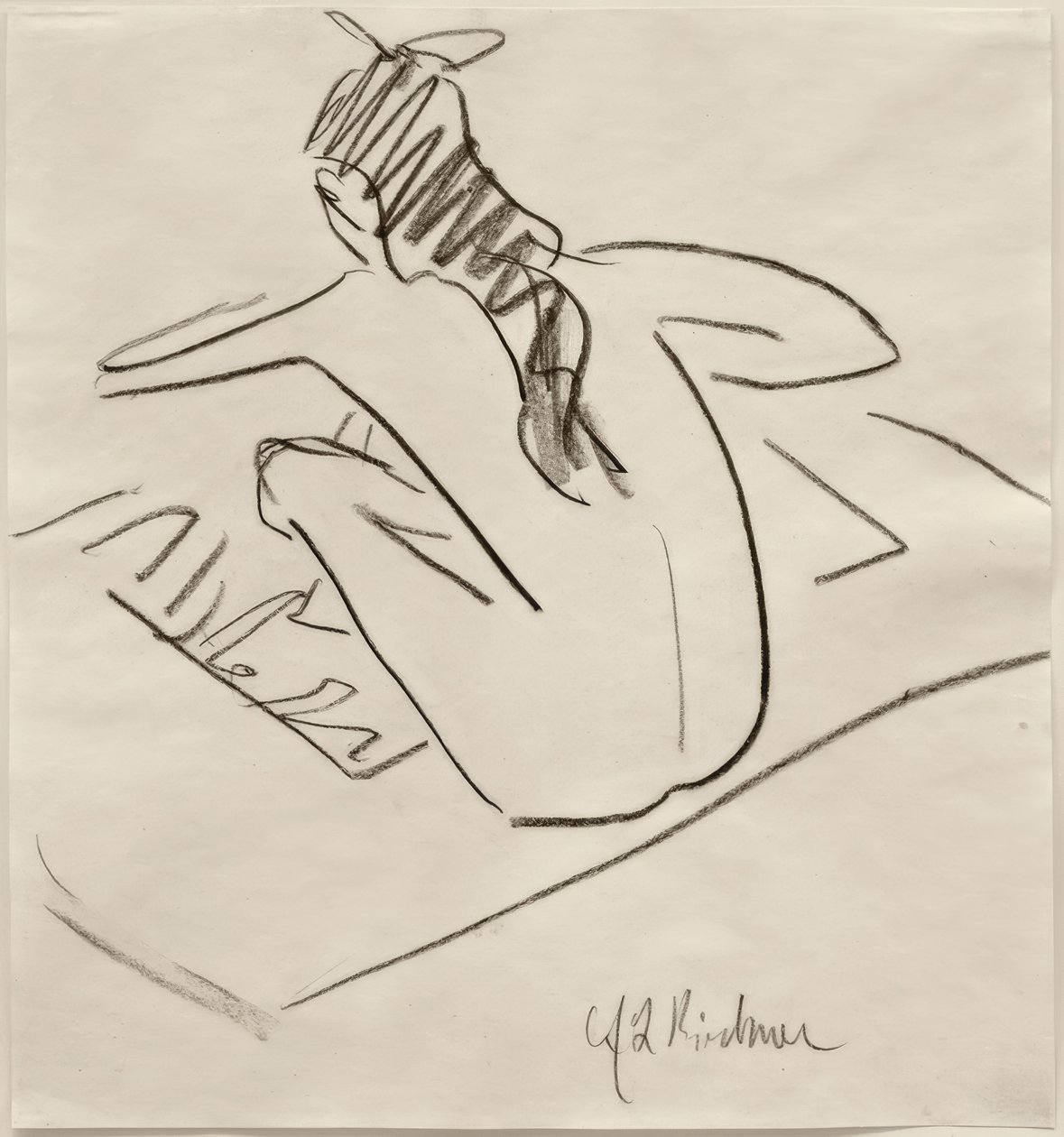 Zonder titel (Zittende Fränzi van achteren) door Ernst Ludwig Kirchner