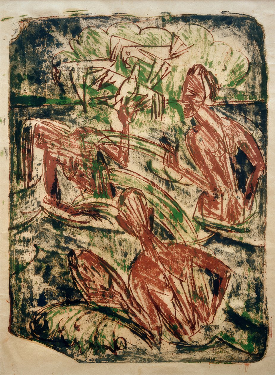 Spetterende Badende door Ernst Ludwig Kirchner