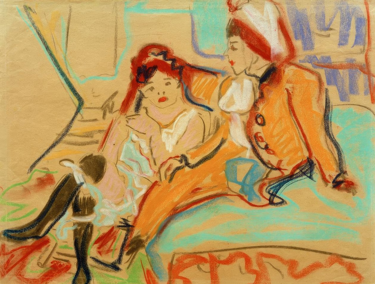 Twee meisjes op een divan door Ernst Ludwig Kirchner