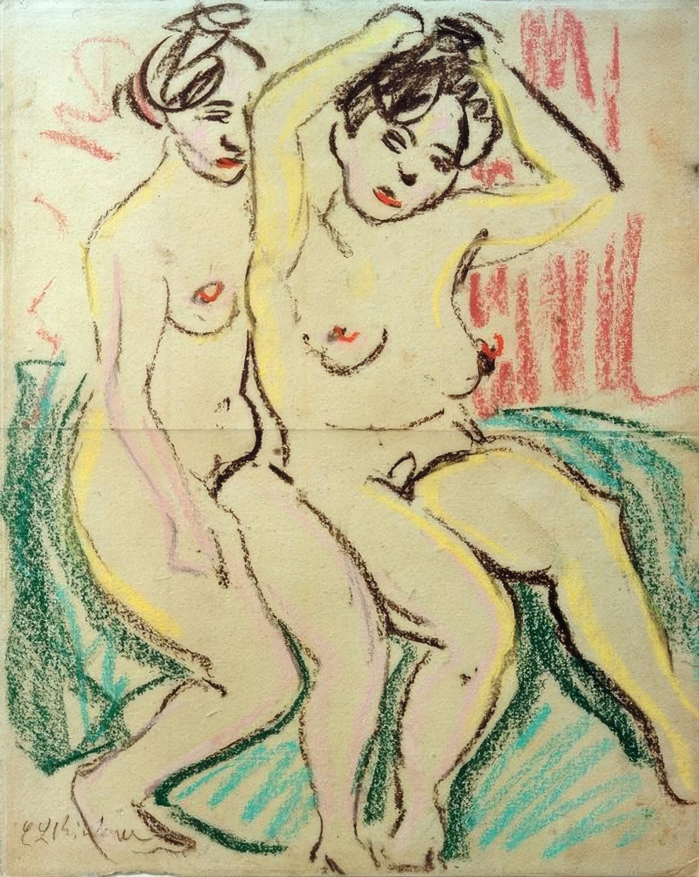 Twee zittende naakten door Ernst Ludwig Kirchner