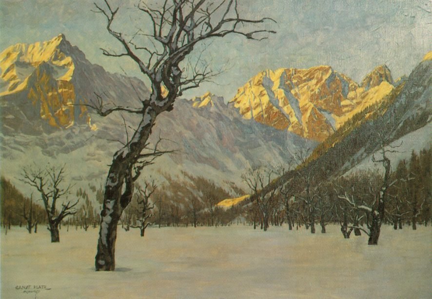 Maartmorgen in Karwendel, Großer Ahornboden door Ernst Platz